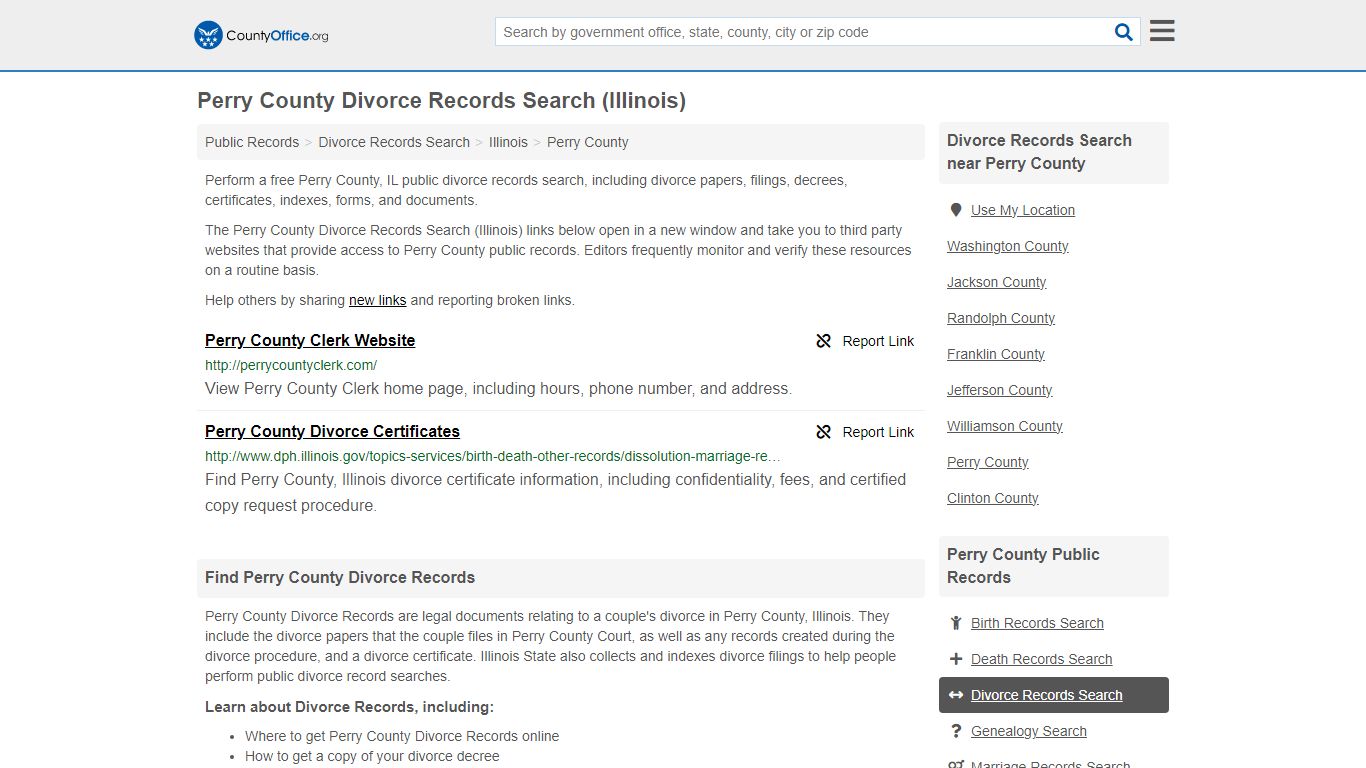 Divorce Records Search - Perry County, IL (Divorce Certificates & Decrees)